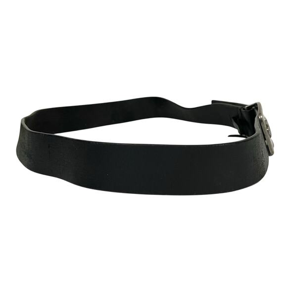 Calvin Klein Jeans Unisex Belt Black Leather w/ Large Metal Buckle Spellout Sz L - Picture 4 of 6